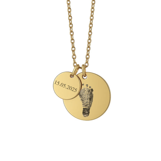 Gravurkette mit Fußabdruck & Namensplättchen – Personalisierter Gravurschmuck