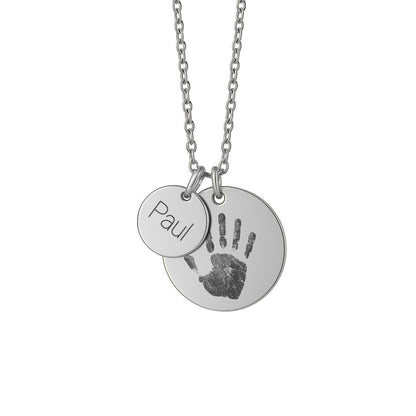 Gravurkette mit Handabdruck & Namensplättchen – Personalisierter Erinnerungsschmuck