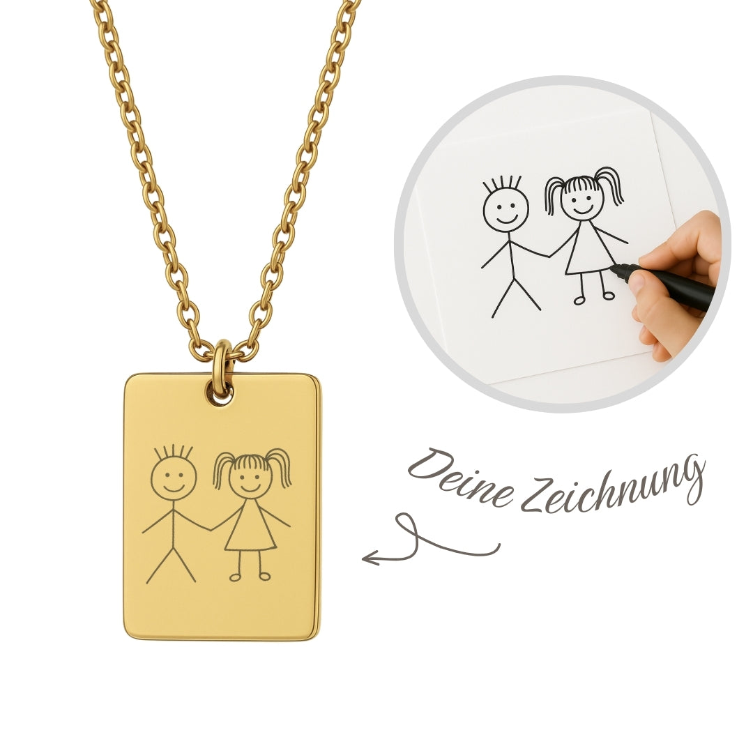 Gravur-Halskette mit eigener Zeichnung – personalisiert aus Edelstahl