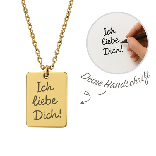 Halskette mit eigener Handschrift – Gravur aus Edelstahl oder vergoldet