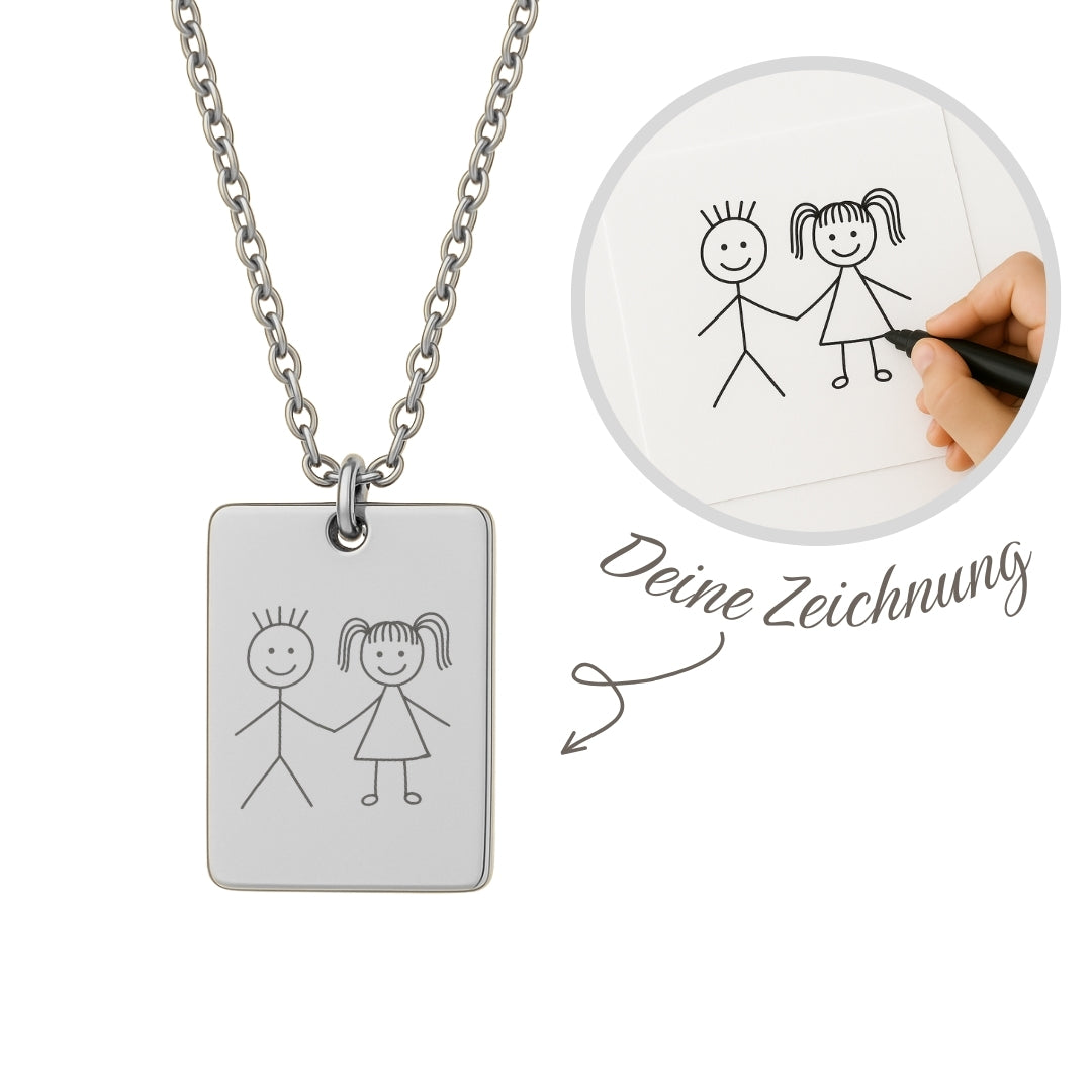 Gravur-Halskette mit eigener Zeichnung – personalisiert aus Edelstahl
