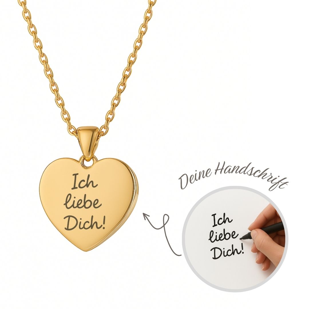 Gravierte Herz-Halskette mit eigener Handschrift