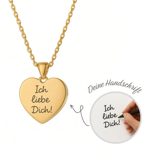 Gravierte Herz-Halskette mit eigener Handschrift