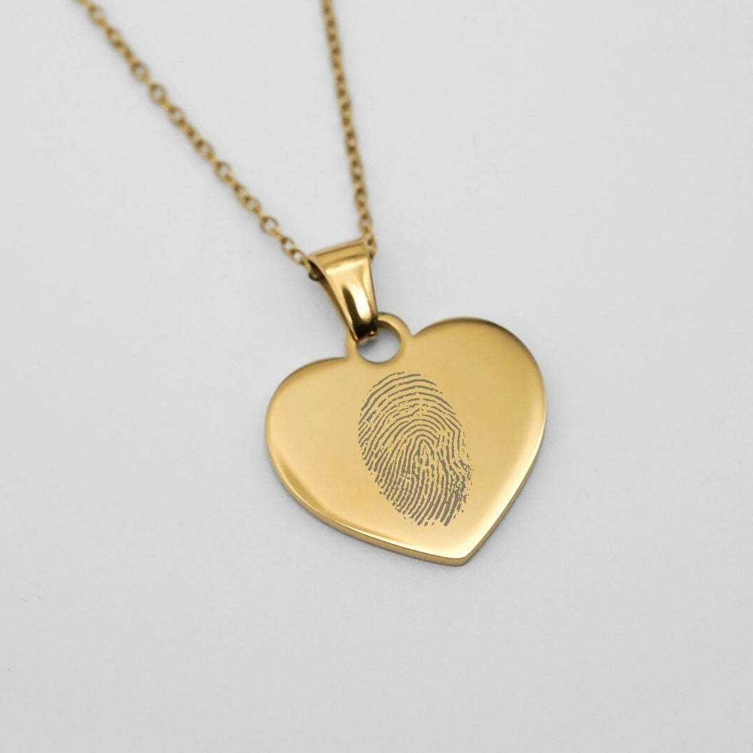 Gravierte Herz Halskette mit Fingerabdruck