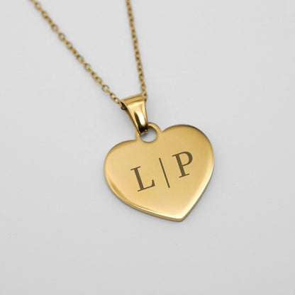 Personalisierte Herz Halskette mit Initialen Gravur