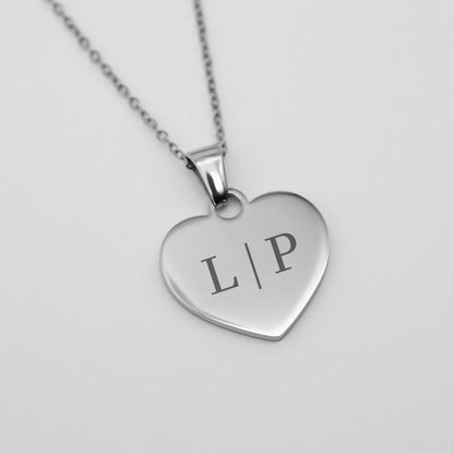 Personalisierte Herz Halskette mit Initialen Gravur