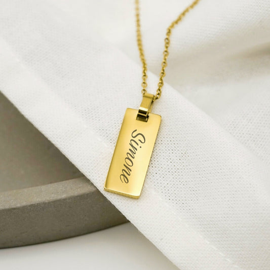 Personalisierte Plättchen-Halskette mit Namen