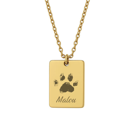 Halskette mit Pfotenabdruck und Name – Erinnerungsschmuck für dein Haustier