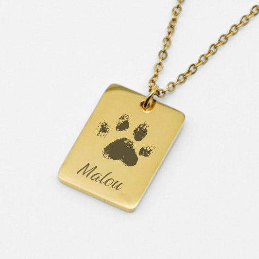 Halskette mit Pfotenabdruck und Name – Erinnerungsschmuck für dein Haustier