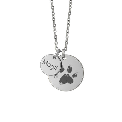 Pfotenabdruck-Halskette mit Namensplättchen – Erinnerungsschmuck für Haustiere