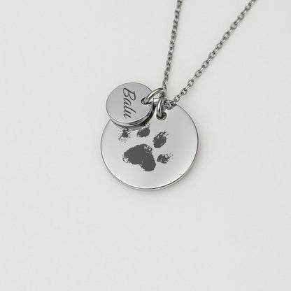 Pfotenabdruck-Halskette mit Namensplättchen – Erinnerungsschmuck für Haustiere